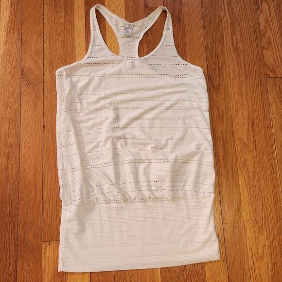 White Prana Ambrosia Racerback Tank, Athleisure Beach Breathable Workout Sz S - Picture 2 of 9